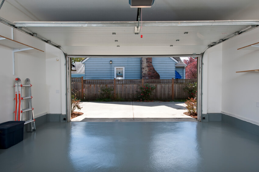 A clean two-car garage of a house.