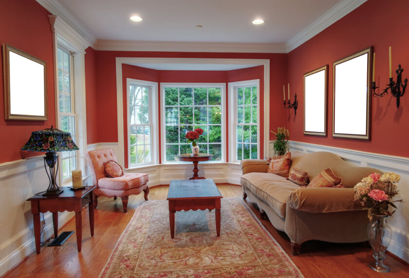 Living Room Interior With Bay Window