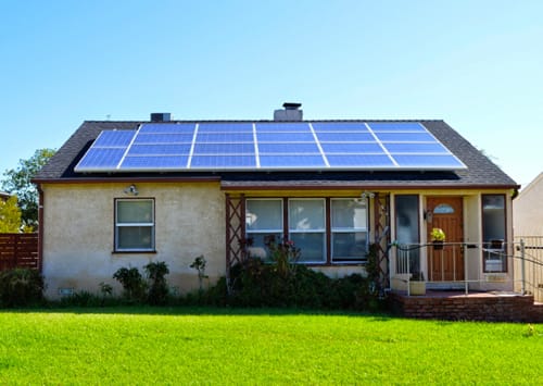 Home with Solar Panels Illustration