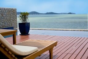 Gorgeous deck with an ocean view.