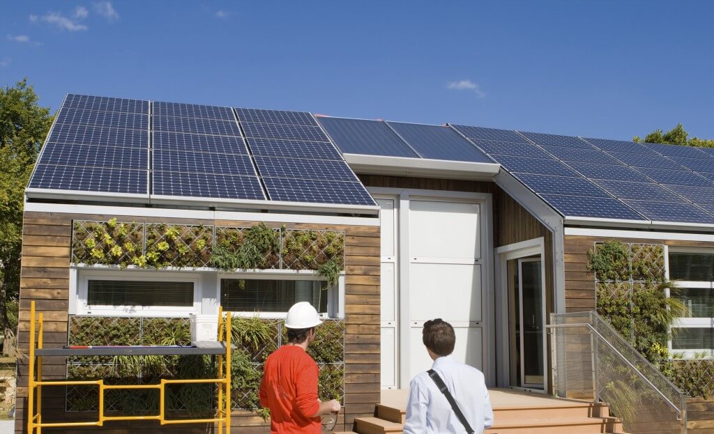 Solar panels on a home.