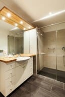 Modern bathroom remodel with a walk-in shower