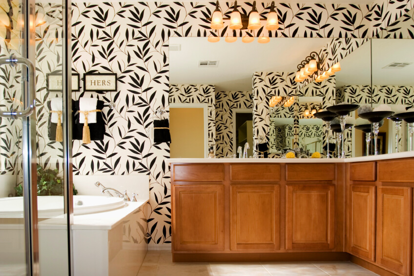 modern bathroom vanity wood cabinets wallpaper