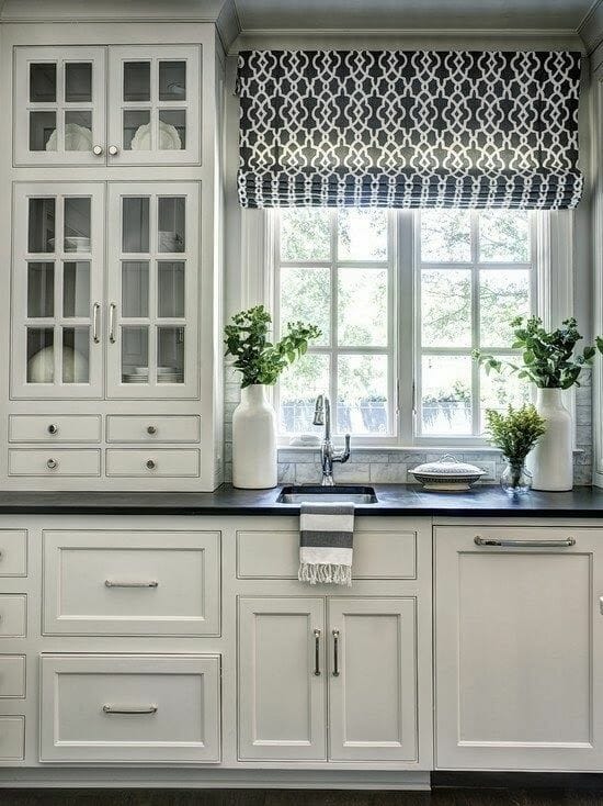 What A Difference Kitchen Curtains Make, Kitchen Curtains For Gray Cabinets
