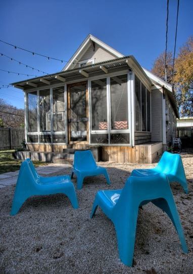 A cozy Austin backyard designed by Maggie McIntosh of Moontower Design Build.