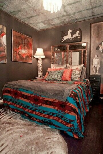 bedroom western country southwestern style decor american teen room native bedding bedrooms southwest rooms bed wall decorating rustic grey girls