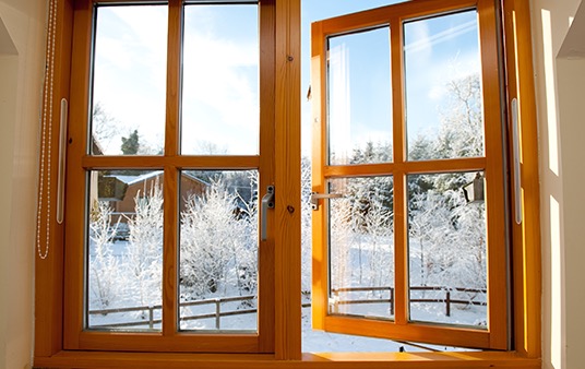 Casement window opens to the outside