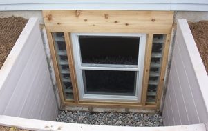 Looking down into an egress window