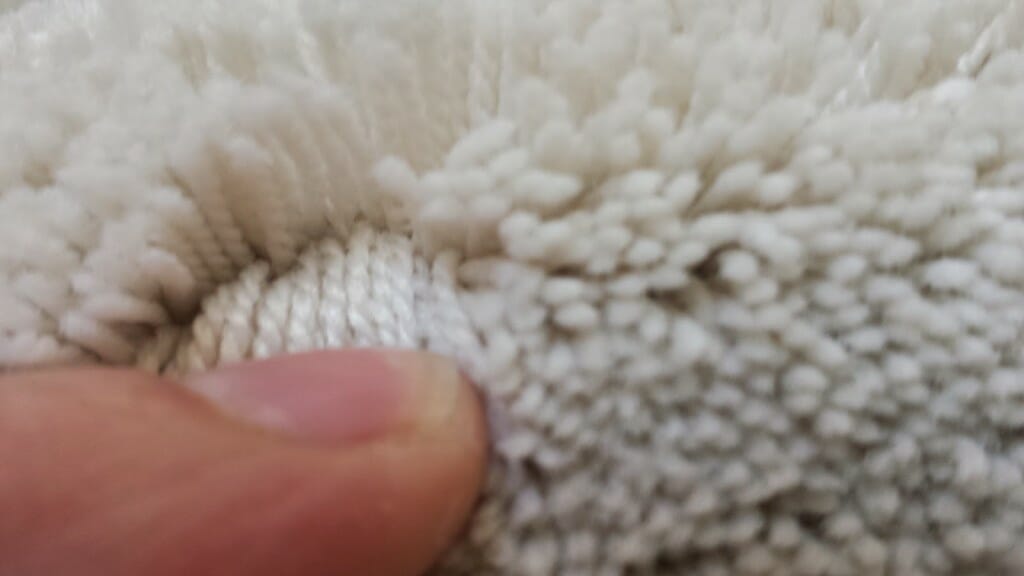 Image shows a close-up view of carpet fibers