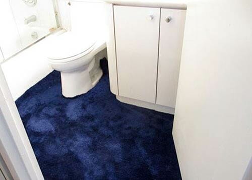 Wall to wall carpeting in the bathroom