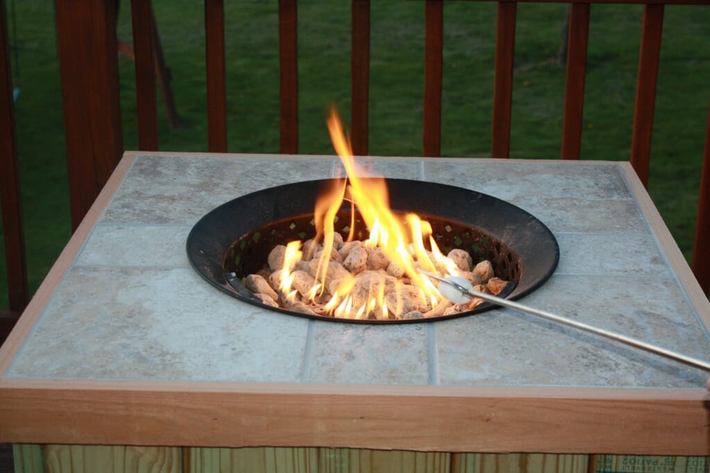 Deck With A Diy Gas Fire Pit, Can You Put A Gas Fire Pit On Deck