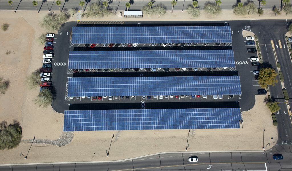 Aerial view solar farm