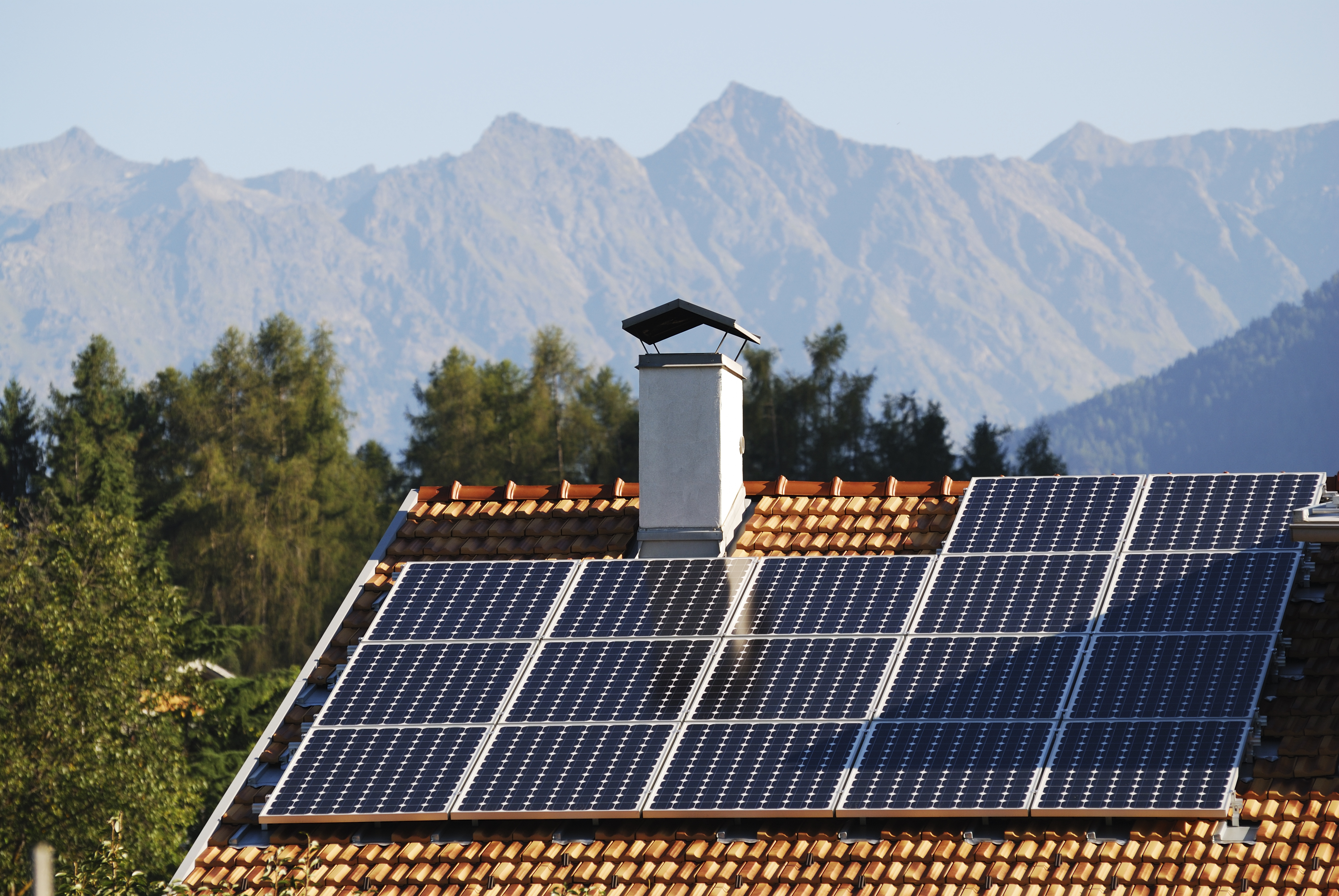 solar panels on mountainous home