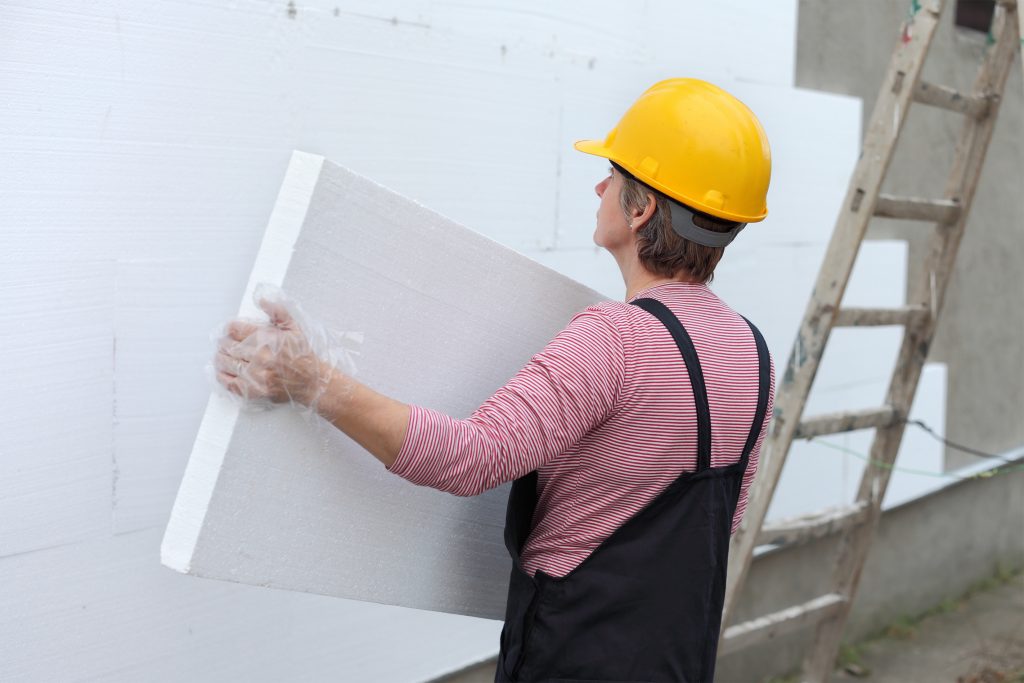 rigid foam insulation being installed