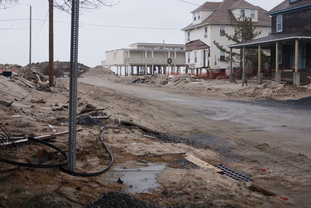 A street in Bay Head, NJ after Hurricane Sandy