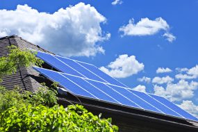 Solar panels under clouds