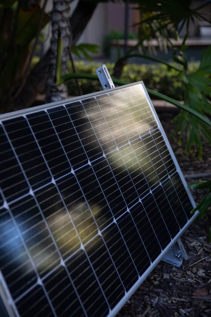 Solar panels in backyard