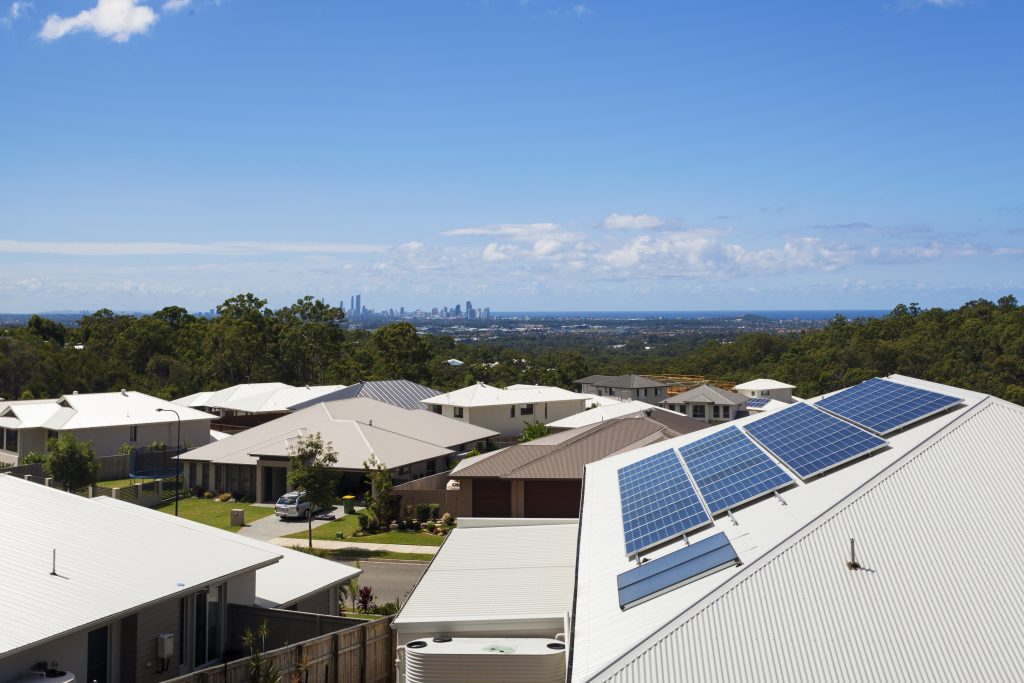 Solar panels on suburban home