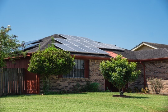 Solar panel installation on roof