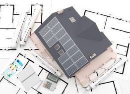 Illustration of all things involved in a home remodel, plans, designs, permits, etc