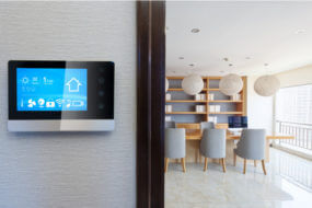 smart screen on wall in modern meeting room