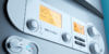 Gas fired boiler control panel closeup