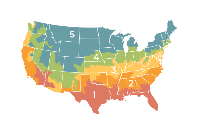 Climate zone map of the U.S.