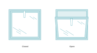 hopper windows open and close illustration