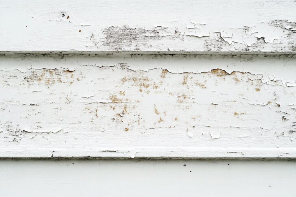 white siding with chipped paint