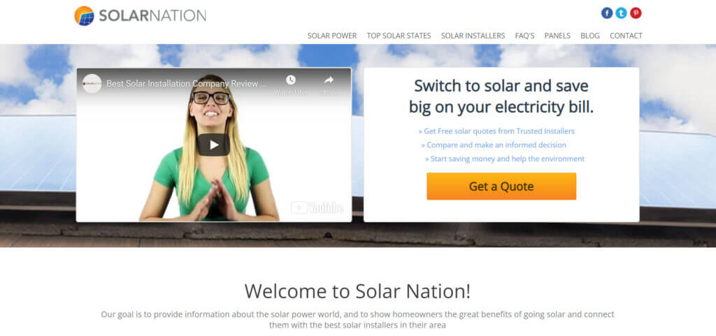 Solar nation homepage