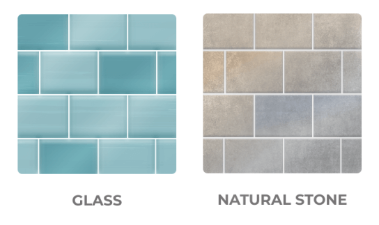 glass and natural stone tile