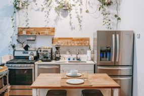 small kitchen with French door fridge