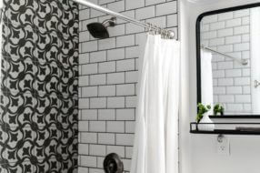black and white shower