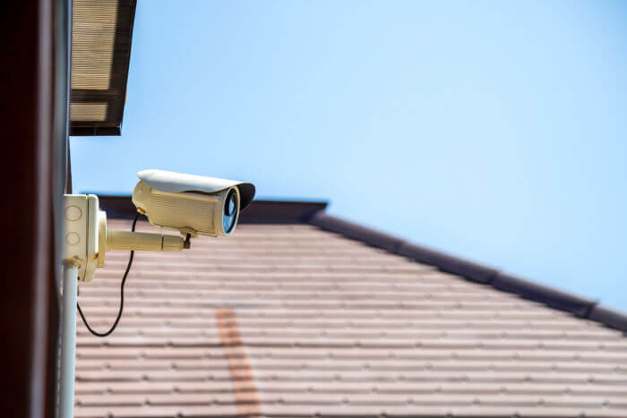 Outdoor security camera on a home