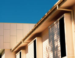 half round gutters on stucco home