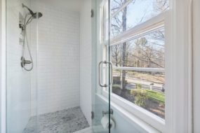 Glass shower with the door open