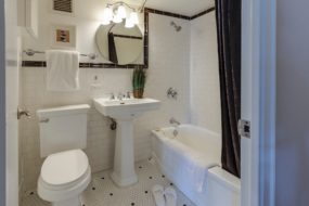Small vintage black and white bathroom