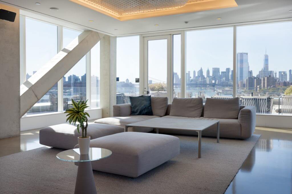floor-to-ceiling windows in a NYC apartment