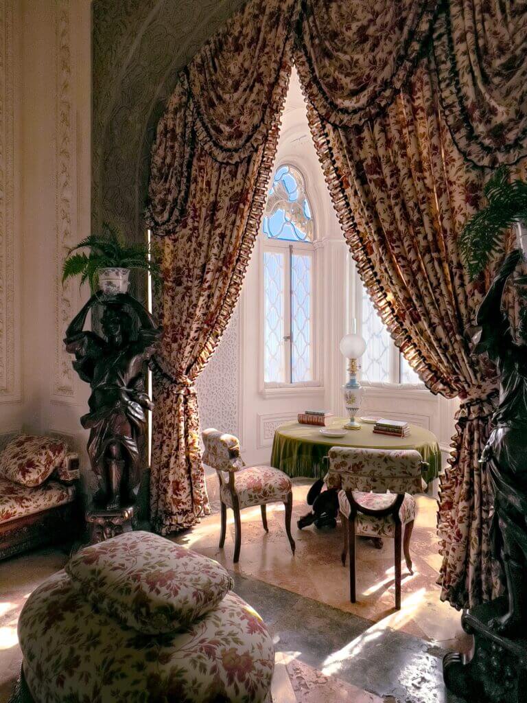 Thick curtains creating privacy nook