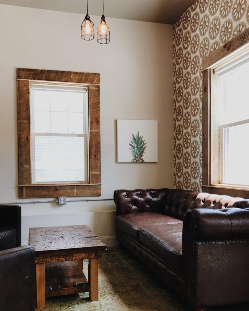 A single-hung window in a living room