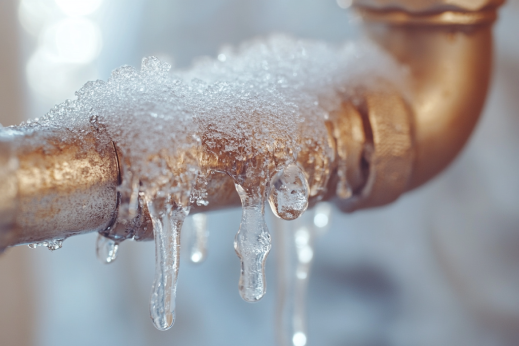 close up shot of frozen pipes