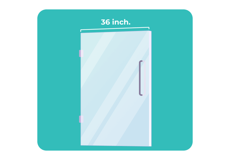 Illustration of a 36-inch shower door