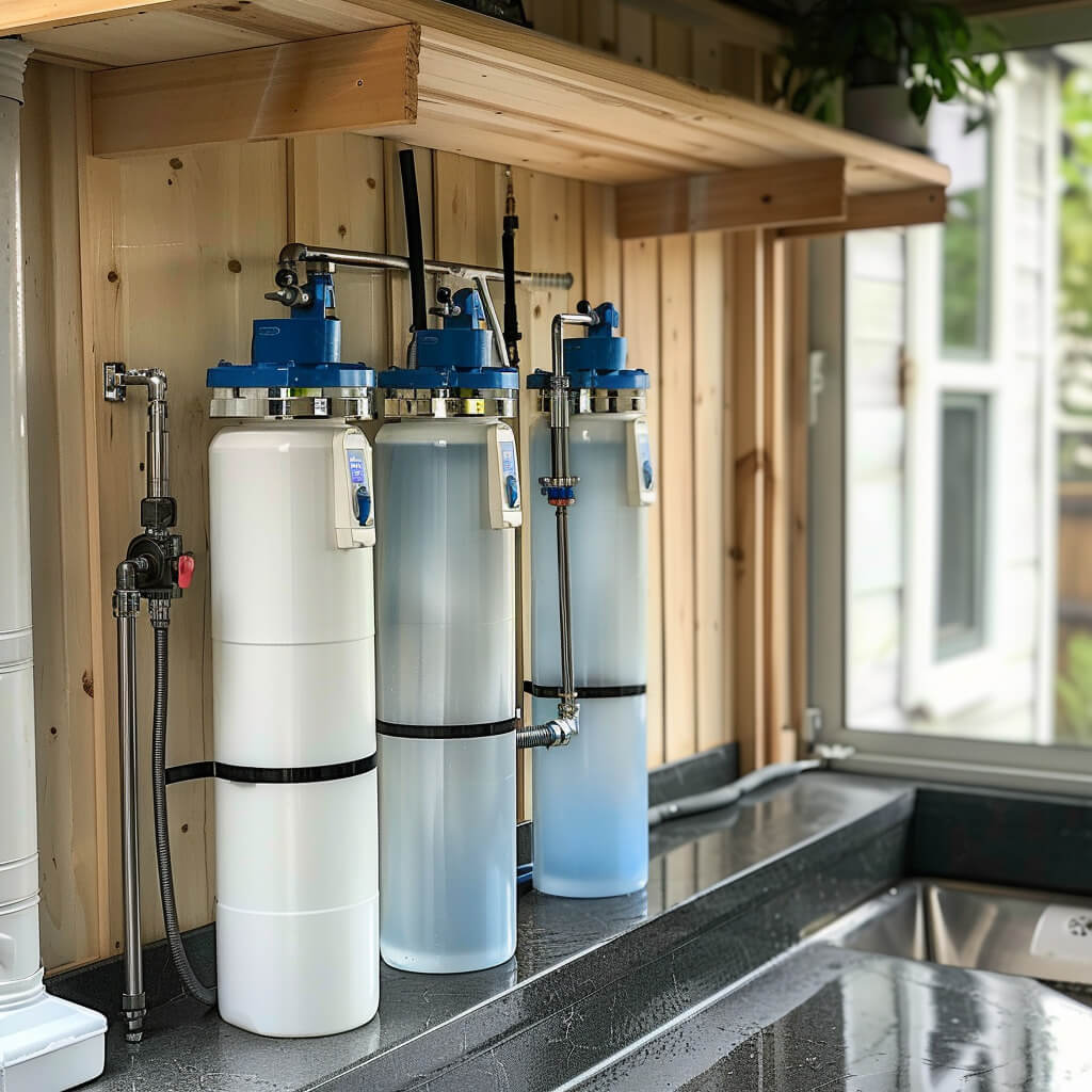 image of a water filtration system installed inside a home