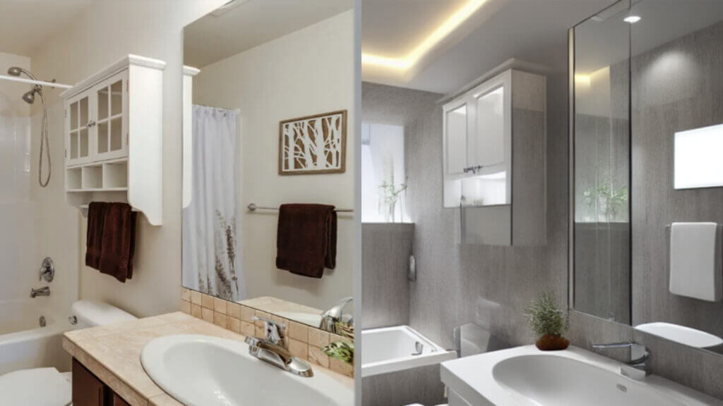 Before and after bathroom remodel