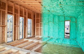 Image of an attic with one half insulated with spray foam