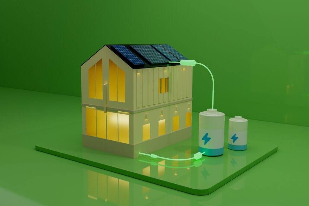 Artist render of a solar battery system