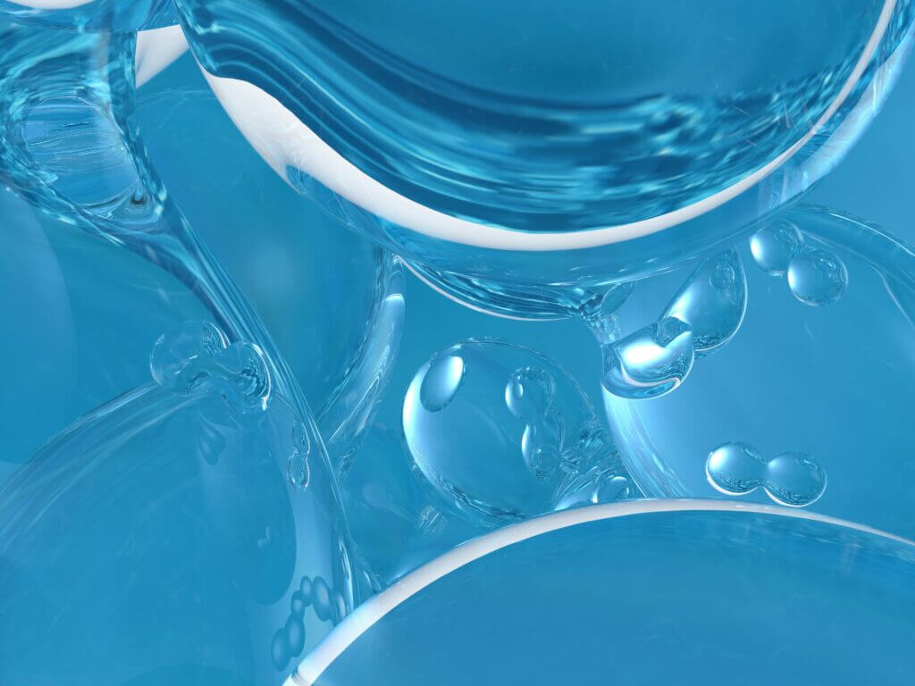 Water bubbles in blue backdrop