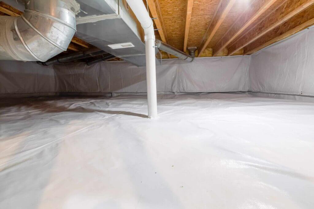 Image of a completed crawl space encapsulation from Lee Company