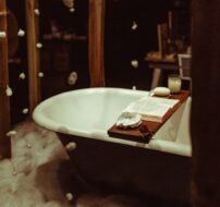 Cast Iron Tub in Cozy Bathroom