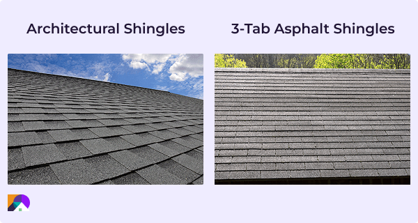 architectural and 3 tab asphalt shingles for roof